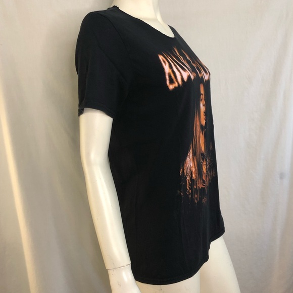 Billie Eilish 2020 orange and black t shirt cut neck size medium - Picture 2 of 14